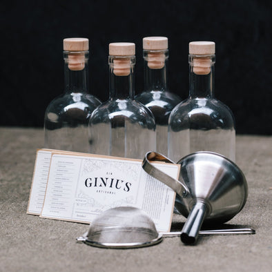 4 Ginius Bottles, Filtration Kit & Labels